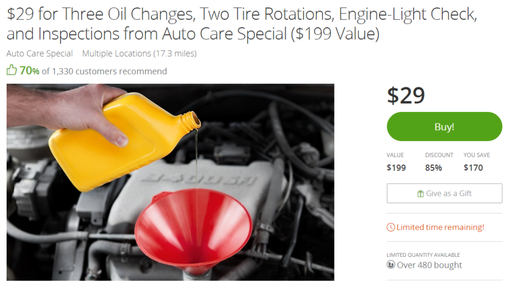 groupon oil change