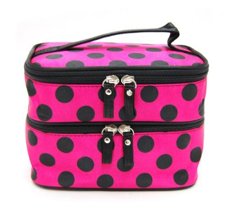 cosmetic bag pink polka