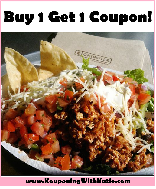 Buy 1 Get 1 Free Chipotle Coupon!!! RUN!!! Kouponing With Katie