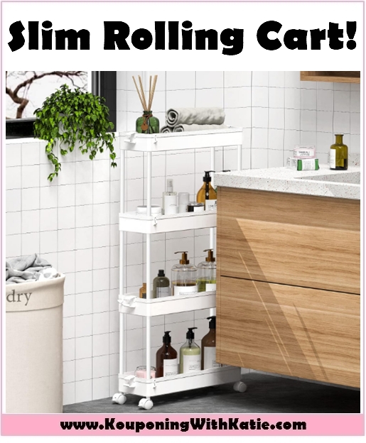 $10.79 Slim 4 Tier Rolling Storage Cart; Great To Organize Your Kitchen/Bathroom/Laundry Room & More!!!